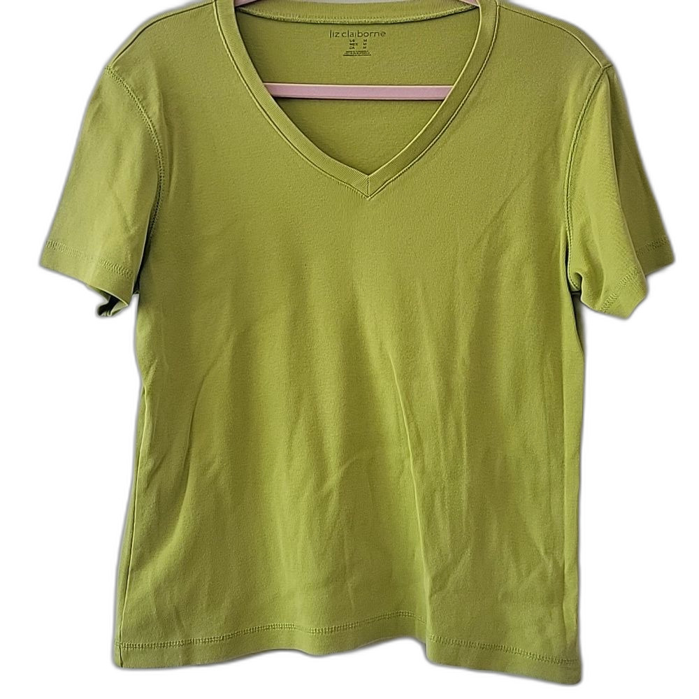 Liz Claiborne Bold Colorful Short Sleeve Tee Green Size M